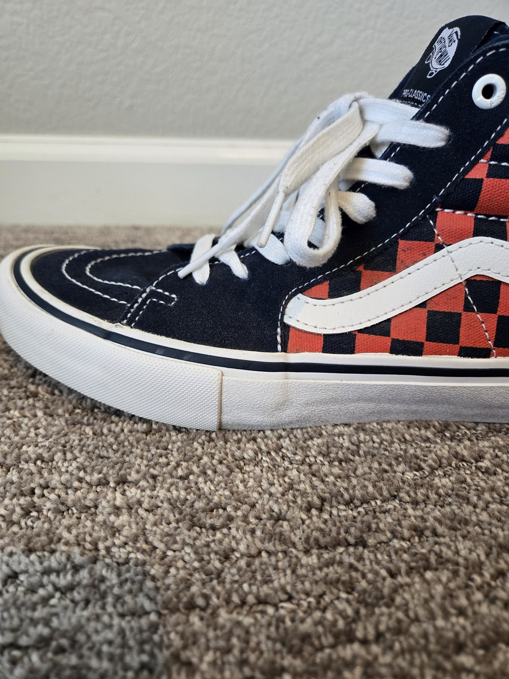 VANS Sk8-Hi Pro Blue/Red Check High Top Lace Up Suede Skate Sneakers Y2K - Picture 10 of 12